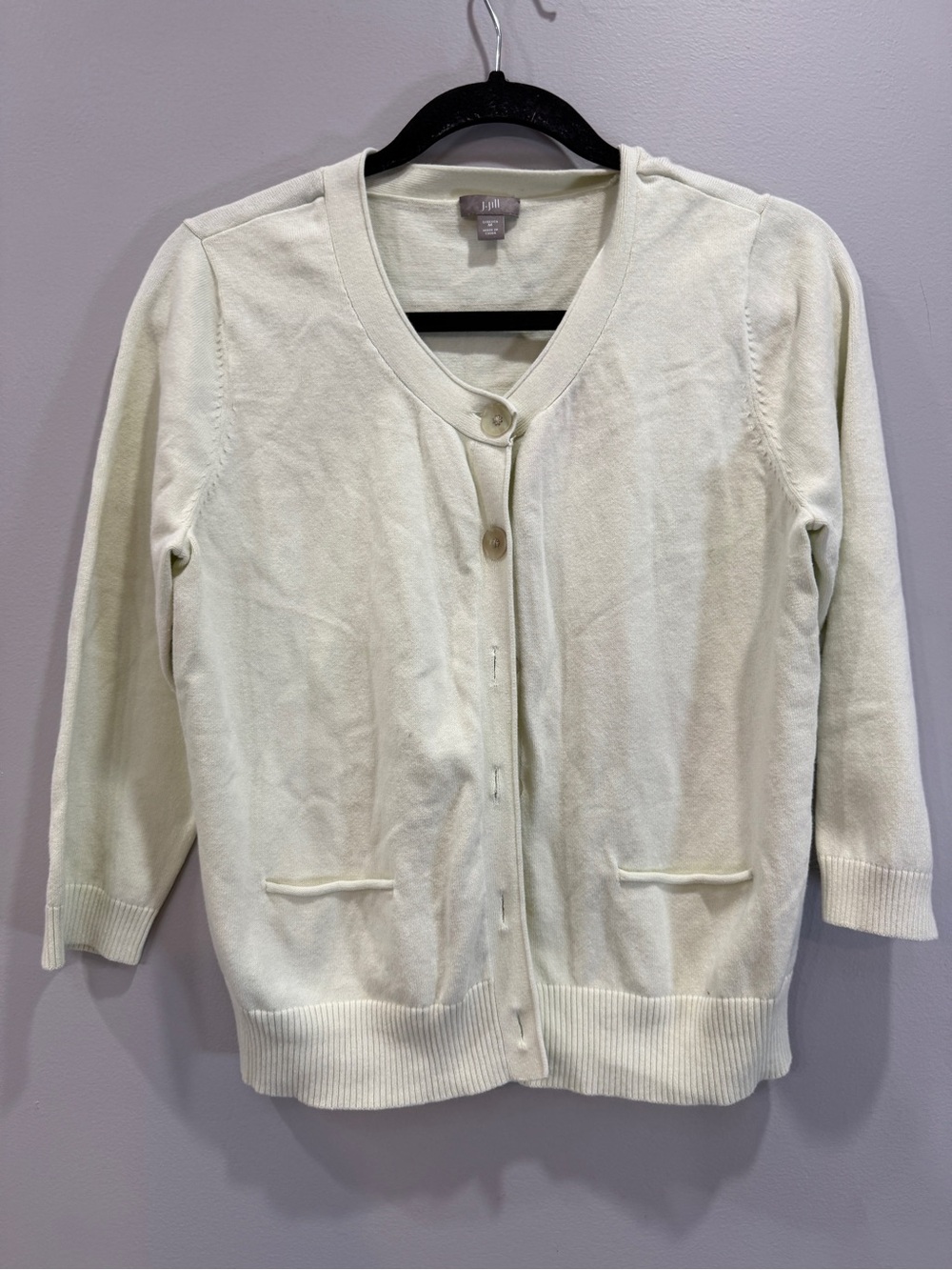 J. Jill Cream Button-Front Cardigan